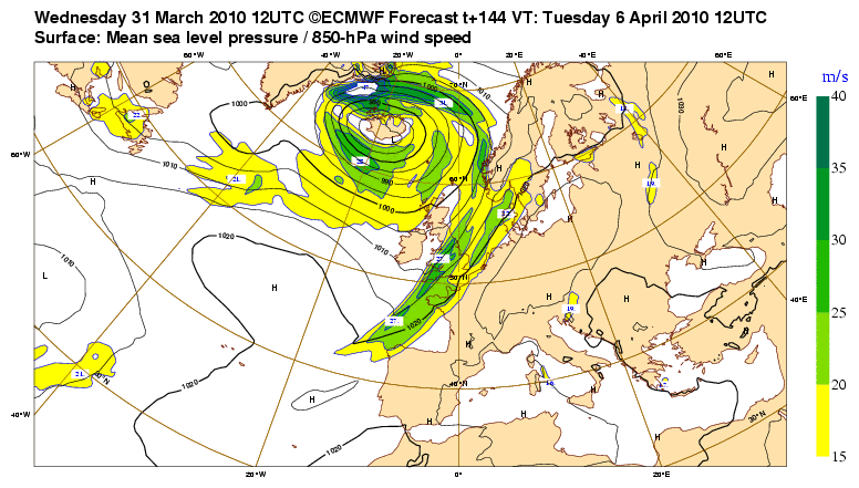 Szél előrejelzés Európa térségére / Wind forecast for Europe