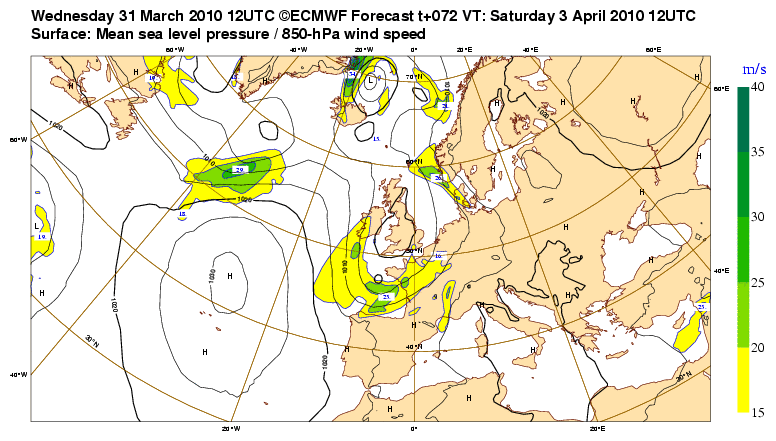 Szél előrejelzés Európa térségére / Wind forecast for Europe