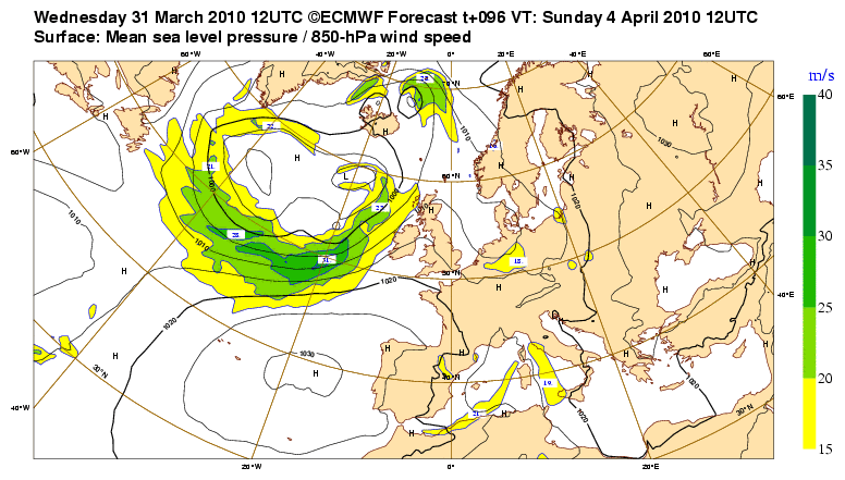 Szél előrejelzés Európa térségére / Wind forecast for Europe