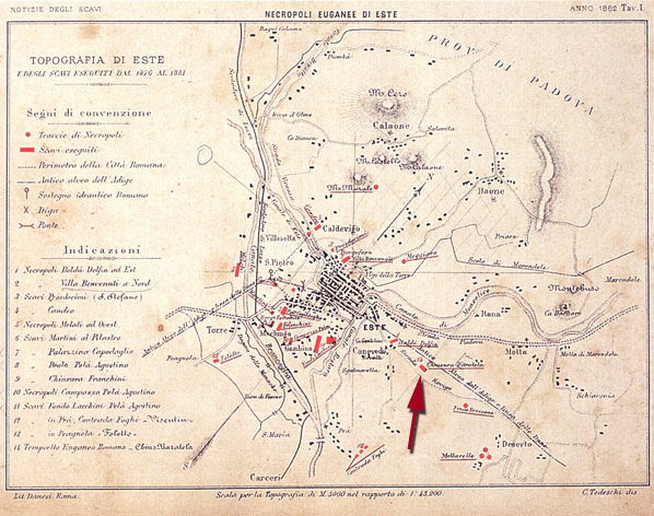 Karte der umliegenden Fundplätze von 1882