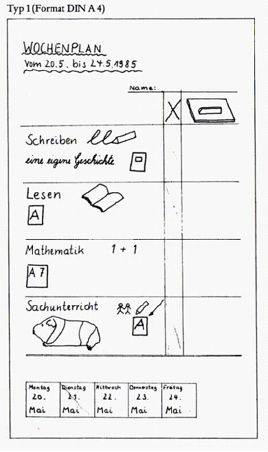 Beispiel für einen Wochenplan aus der Grundschule