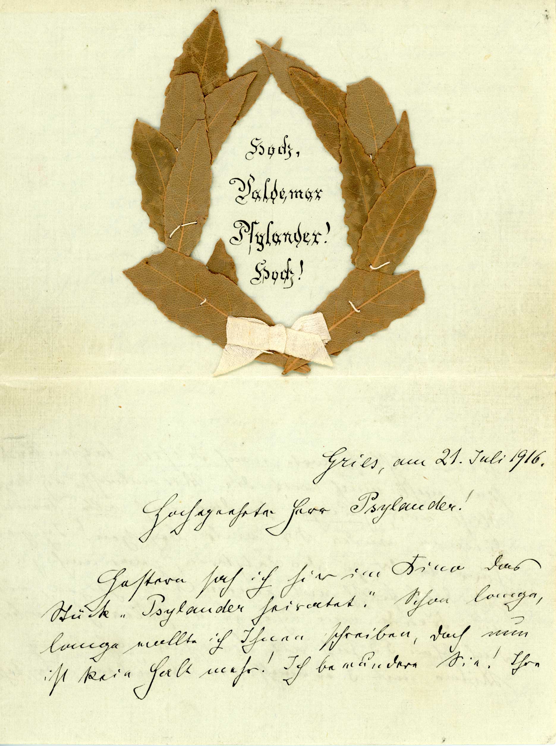 letter from Maria von Wallenstern