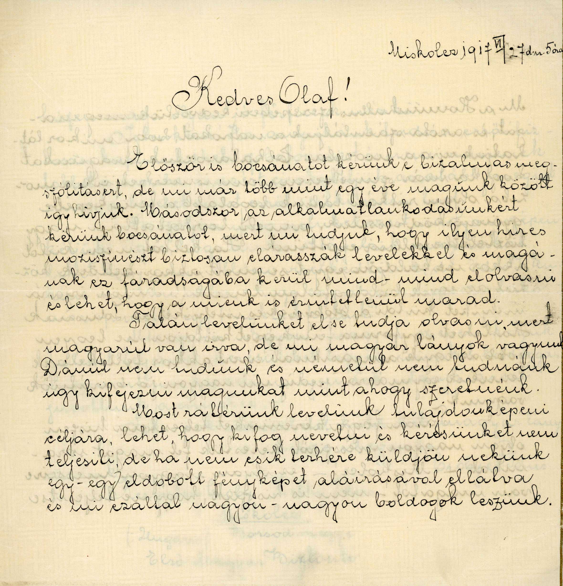 letter from Csöby Keresztény & Idus Réthy
